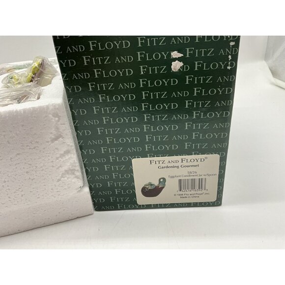 Fitz and Floyd Eggplant Condiment Jar with Lid and Spoon Collectible Serveware - Picture 5 of 16